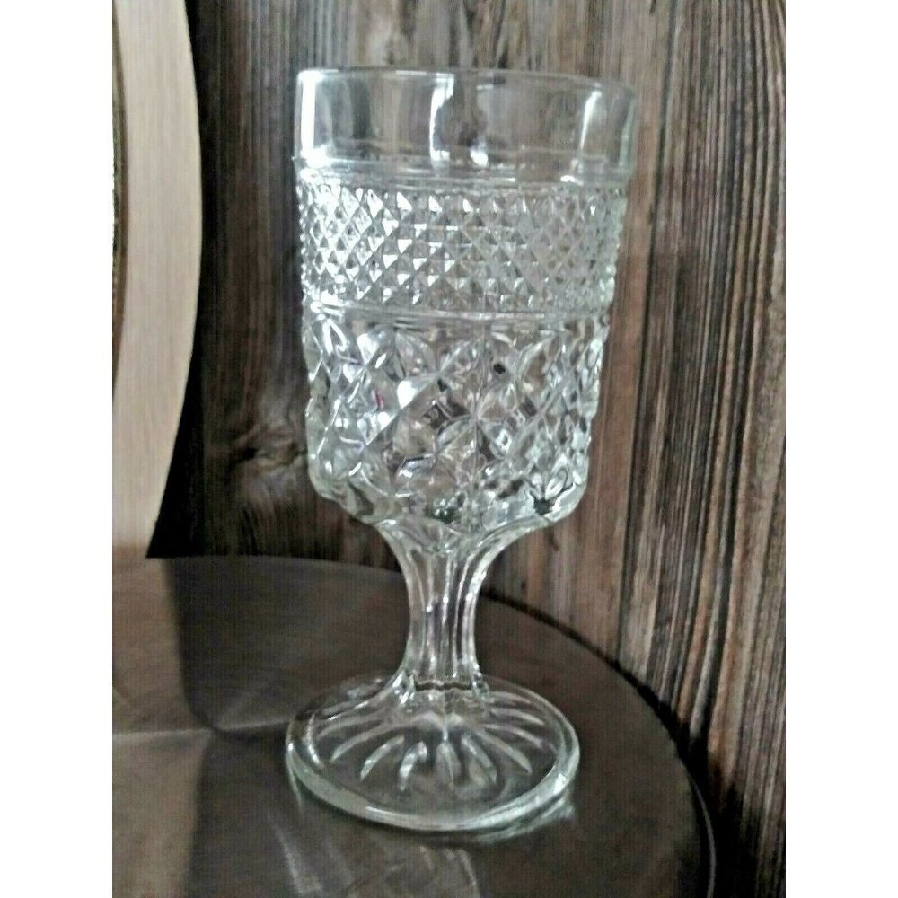 Anchor Hocking Wexford Diamond Glass 6 1/2" Goblet Wine Glass replacement EUC